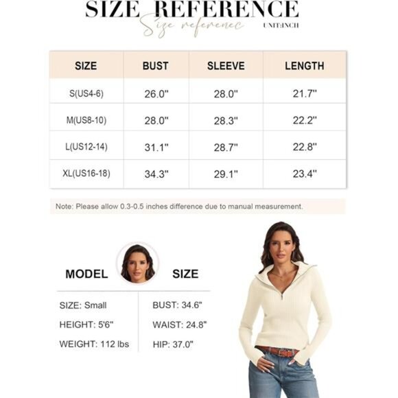 Women's Half Zip Pullover Sweater - V-Neck Collared Long Sleeve Ribbed Knit - Picture 7 of 7